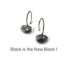 Small Pebble Earrings, Black Rhodium Hoop Earrings, Pebble Jewelry, Black Drops,   Artisan Handmade  by Sheri Beryl - Sheri Beryl - 1