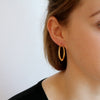 Oval Sterling  Hoop Earrings With Small Bead Granulation - Sheri Beryl - 2