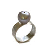 Large Pearl Ring , Wide Band Silver Ring, Modern Pearl Silver Ring,  Artisan Handmade by Sheri Beryl - Sheri Beryl - 1