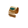 Turquoise Gold Cuff Bracelet, Wide Fold Form Cuff Brass  Blue Gemstone Bracelet  Artisan Handmade  by Sheri Beryl - Sheri Beryl - 2
