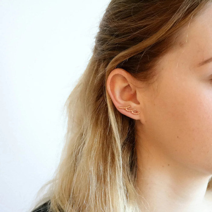 Solid gold ear store climber